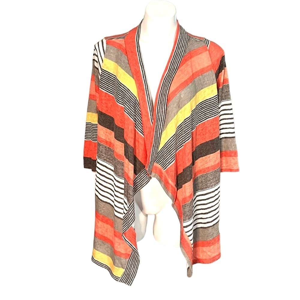 Flamingo Urban Striped Cardigan Size Large Coral/Gray